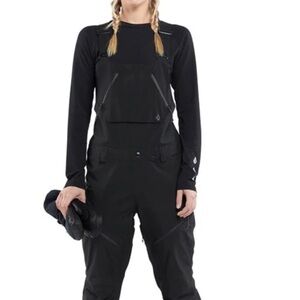 Volcom elm stretch goretex snowboard bibs black size medium